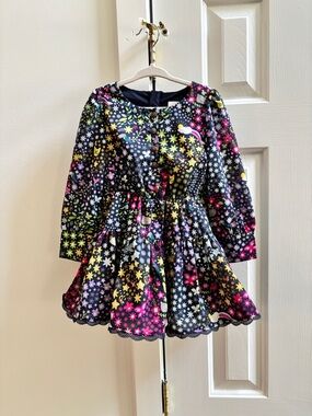 Disney Store Girls Floral Whimsical Print Dress Size 3 | Lace Hem Long Sleeve